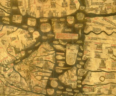 Detail of the Mediterranean from the Mappa Mundi, c.1290 by Richard of Haldingham fl.c.1260 1305 Richard of Haldingham fl.c.1260 1305
